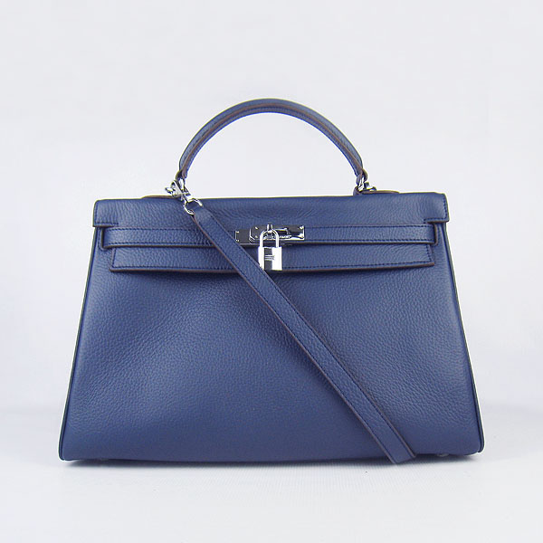 High Quality Hermes Kelly 35cm Togo Leather Bag Dark Blue 6308